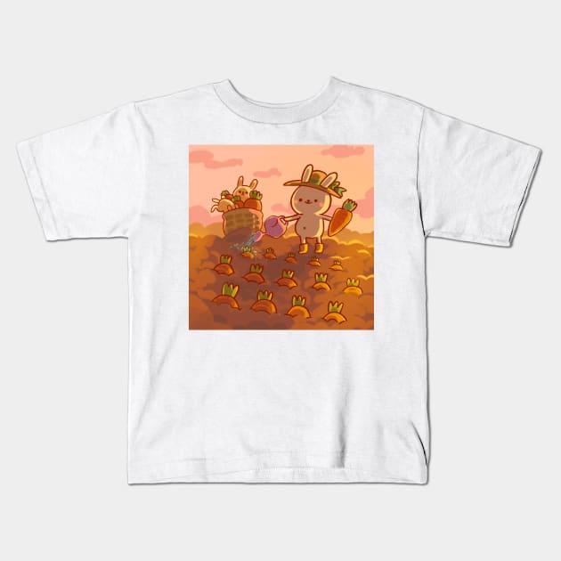 Bunny Carrot Farmer Kids T-Shirt by vooolatility